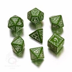 Green & White Elvish 7 Dice Set
